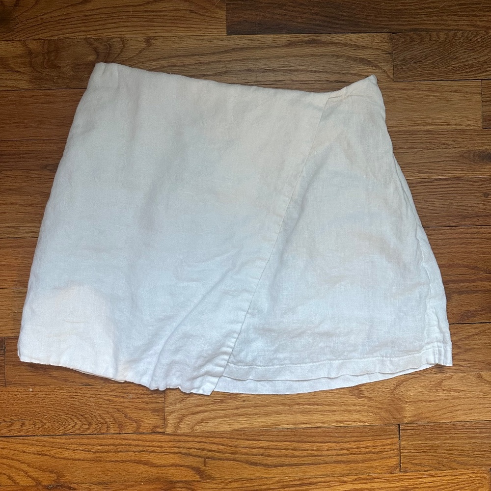 Quince linen faux wrap skirt